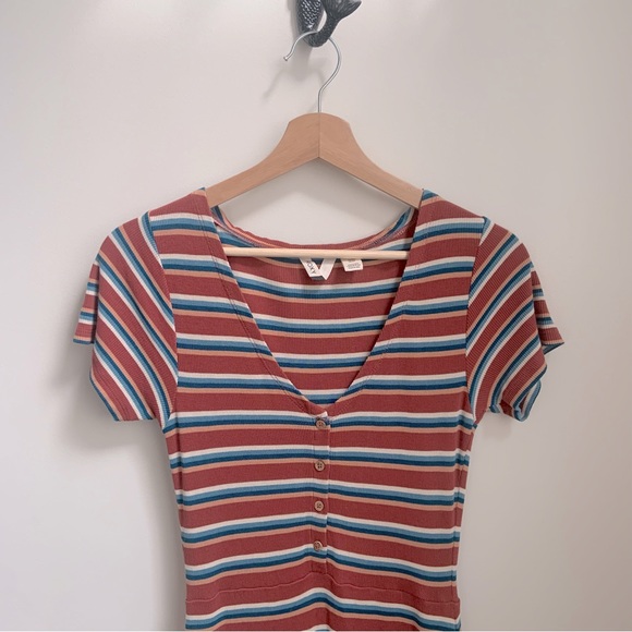 Roxy, rust blue white and orange striped dress in XS - Picture 4 of 13